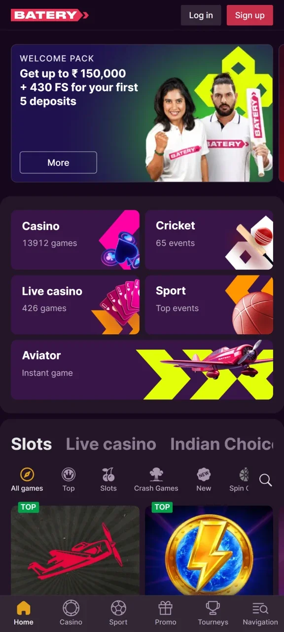 Dive into the action and start betting via the Batery mobile platform.