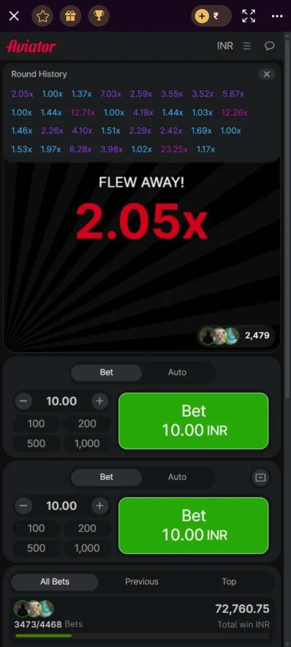You can easily review the results of previous Aviator rounds directly on the Batery site.