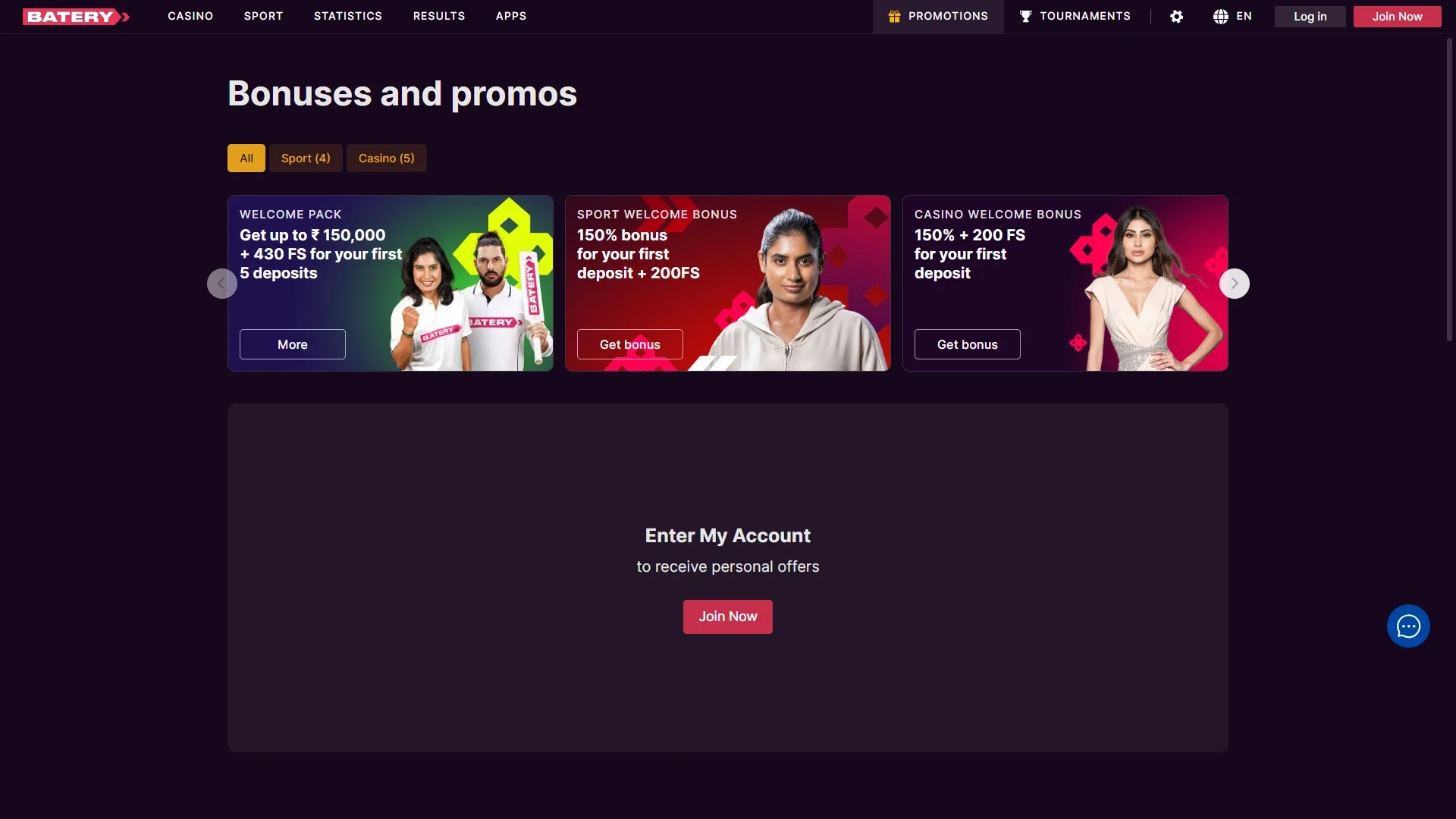 Unlock special rewards and exclusive bonuses from Batery.