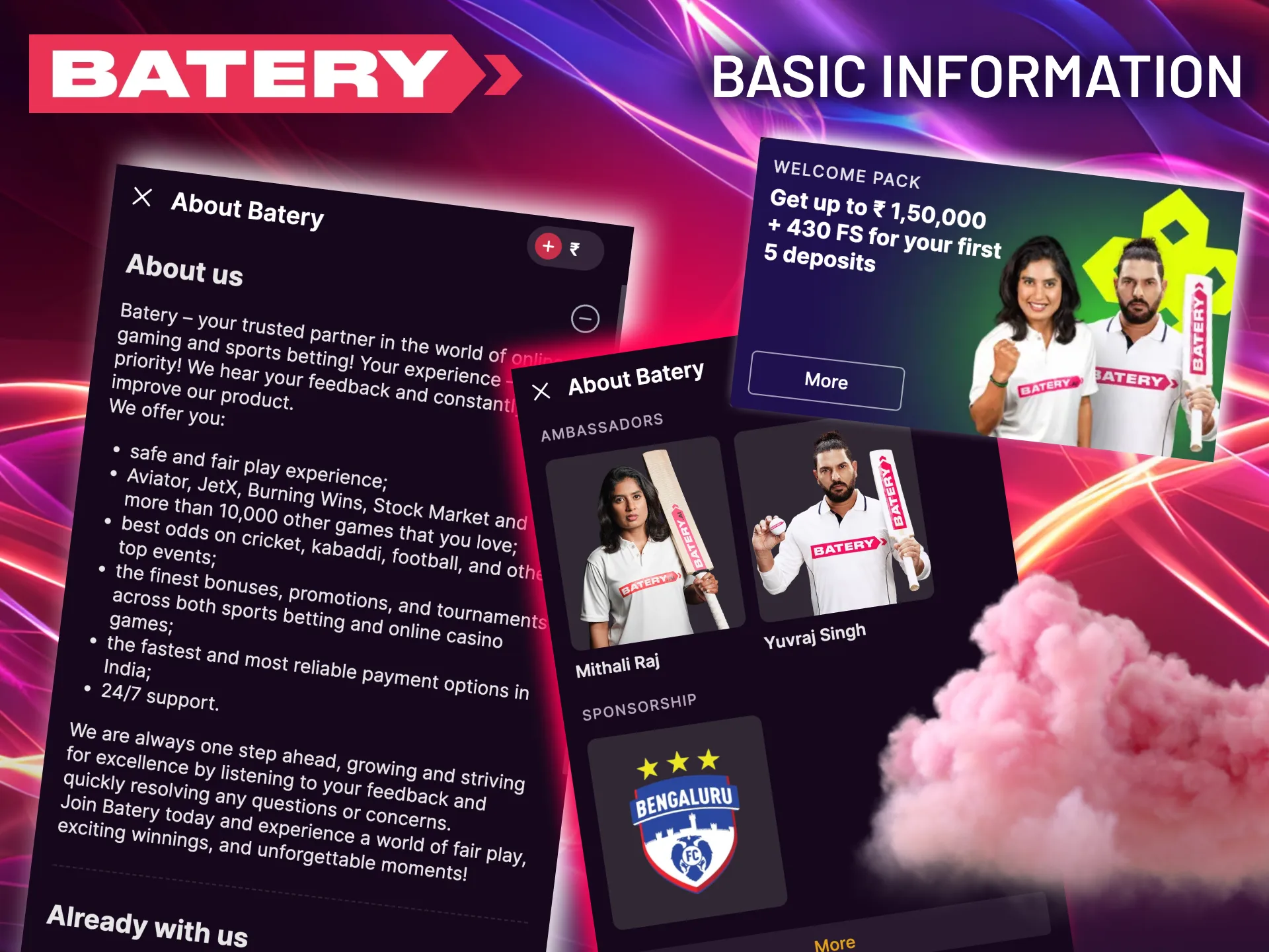 Create your Batery account today to explore our slots, table games, and live sports markets.
