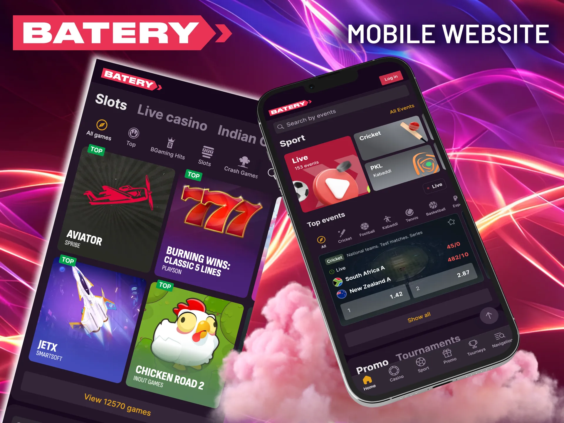 You can enjoy all the platform's capabilities directly through the Batery mobile site, no installation required.