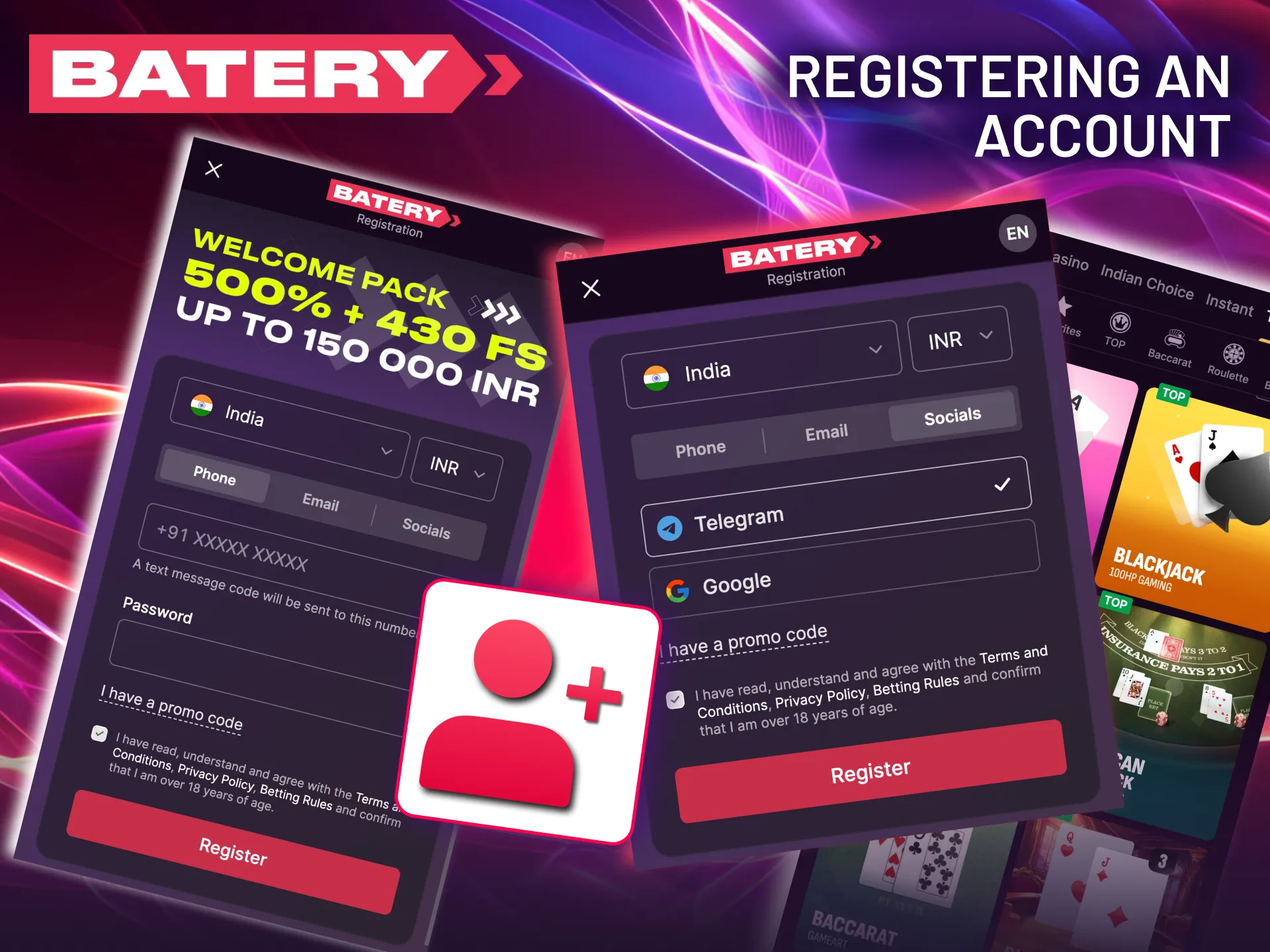 Setting up your Batery profile is a quick process—just follow a few simple steps and enter a promo code if you have one.