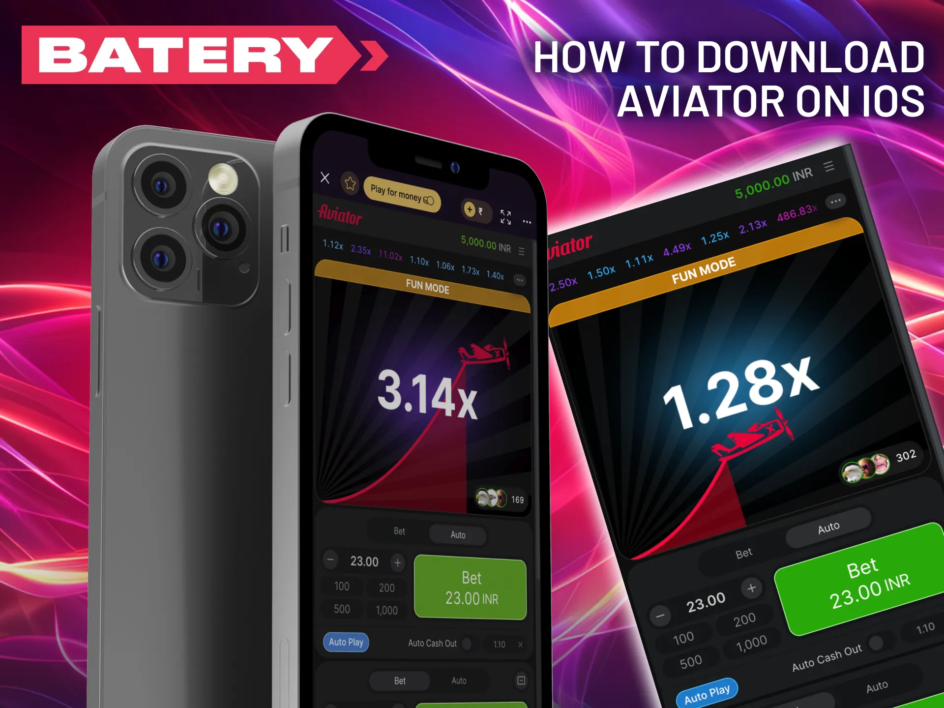 Batery's iPhone app delivers a high-performance Aviator experience with all features intact.