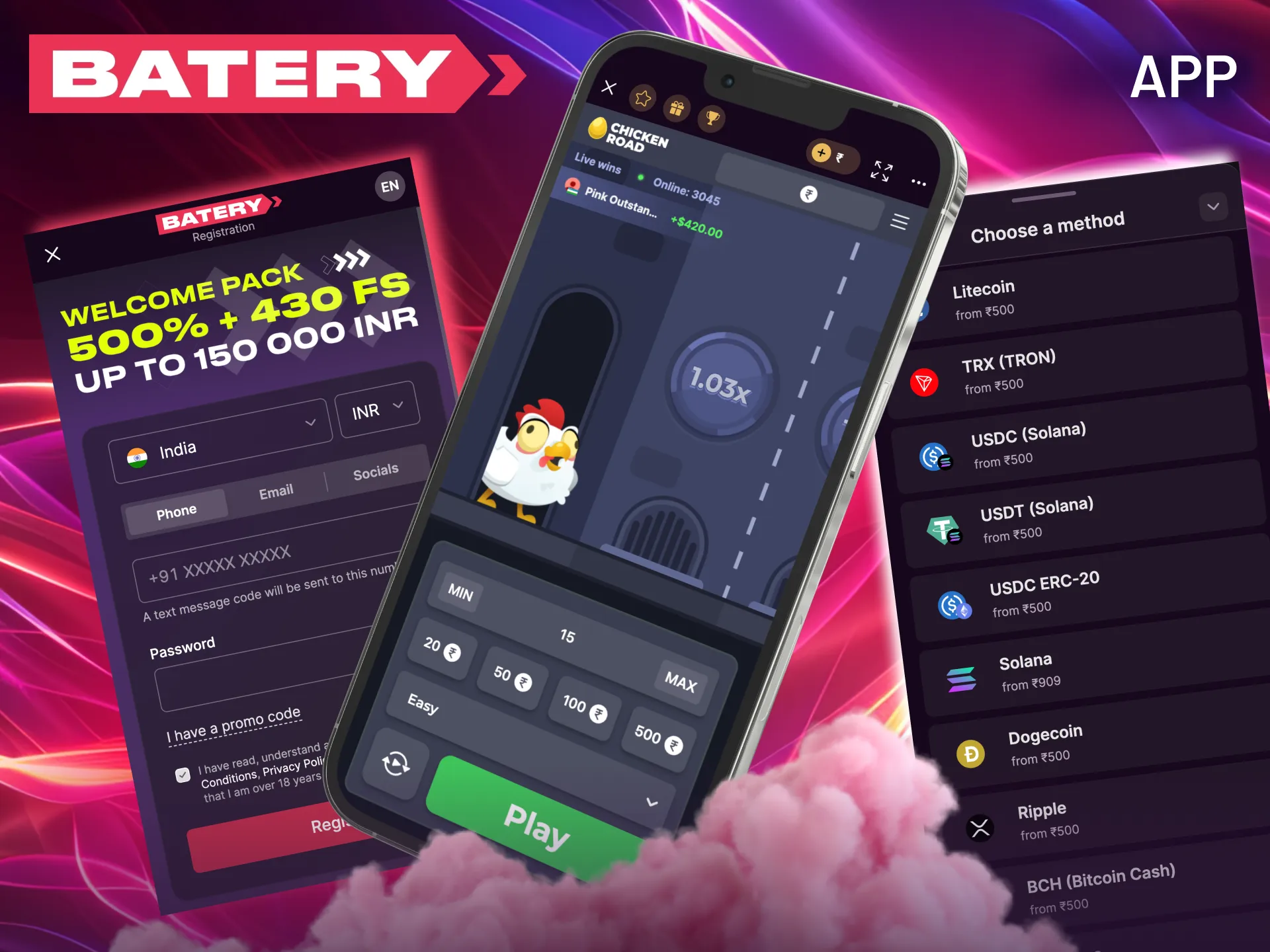 Take the action on the go—play Chicken Road via the Batery mobile app.