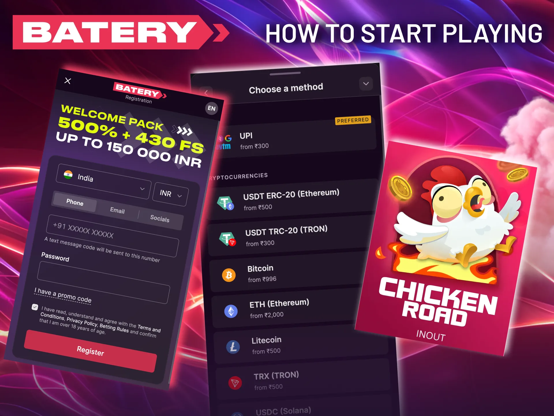 Get into the game quickly at Batery with a streamlined setup and instant betting.
