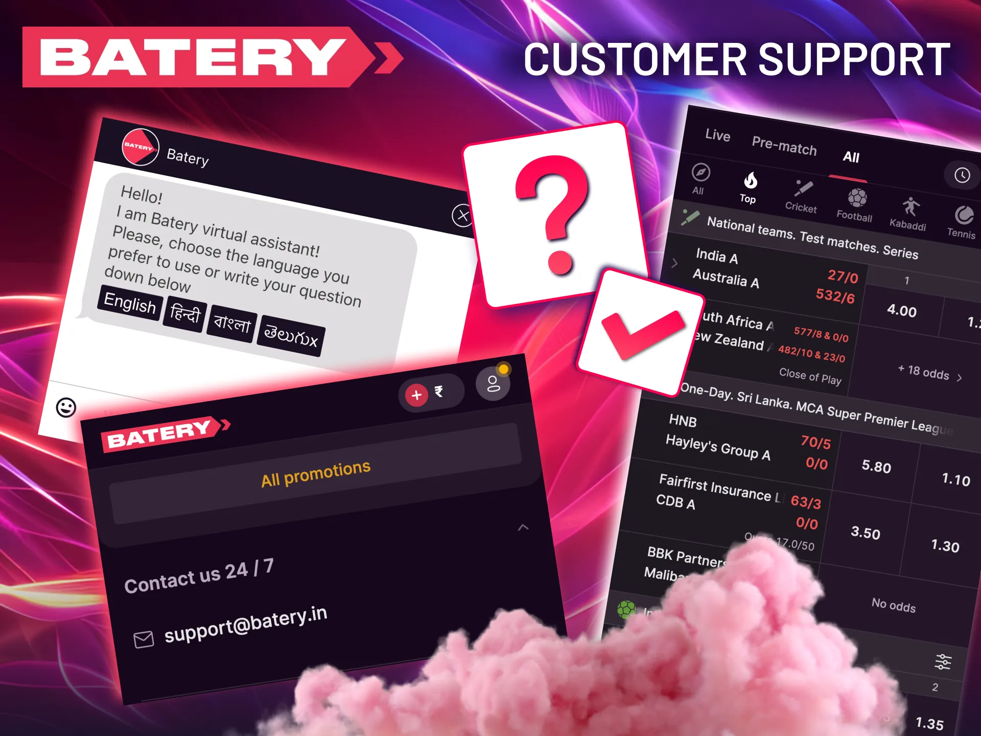 Our customer support operates around the clock and provides assistance in three languages.