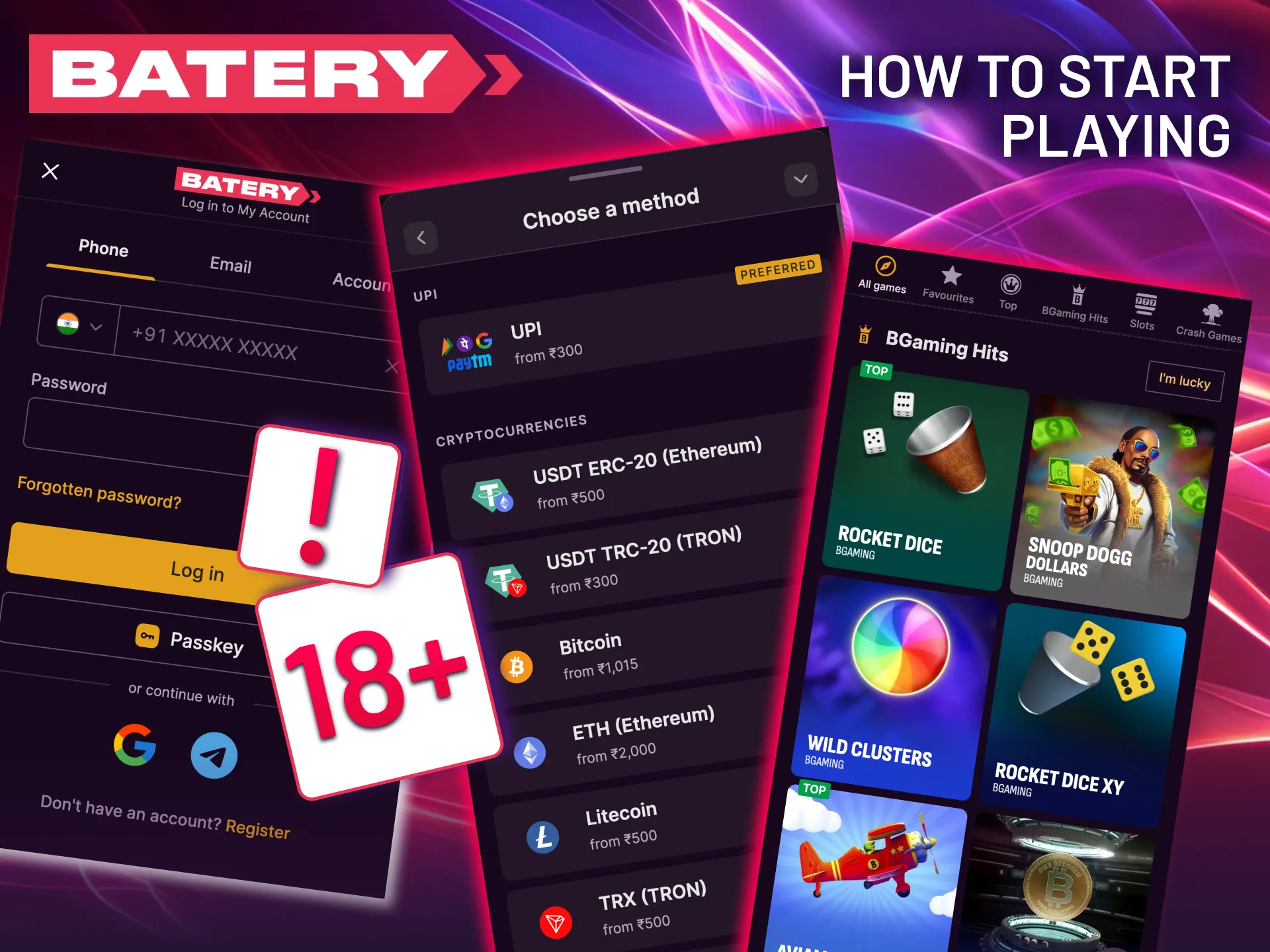 To get started with Batery, all you need to do is create an account and top up your balance.