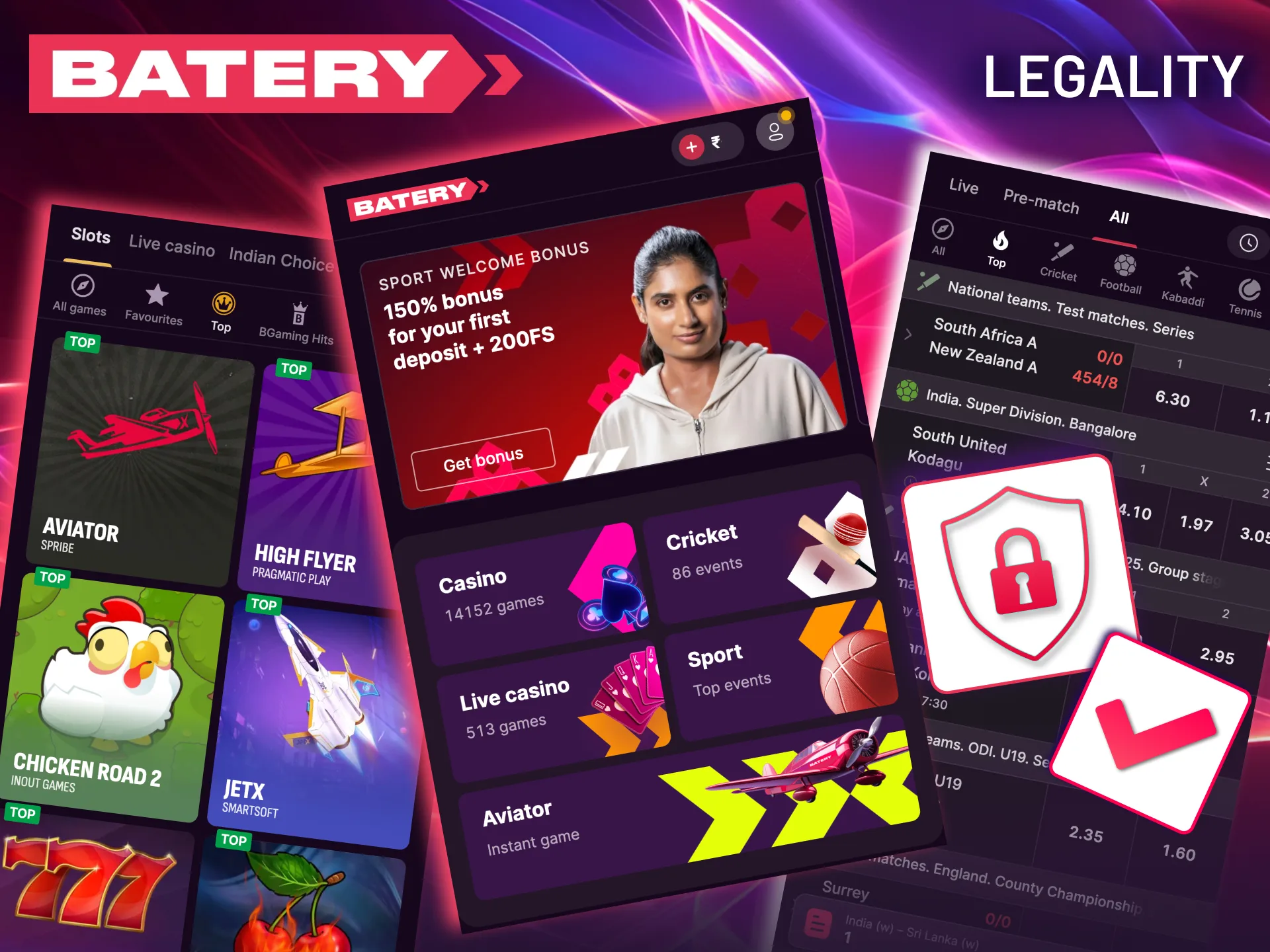 Batery operates legally within India under the jurisdiction of a Curacao license.