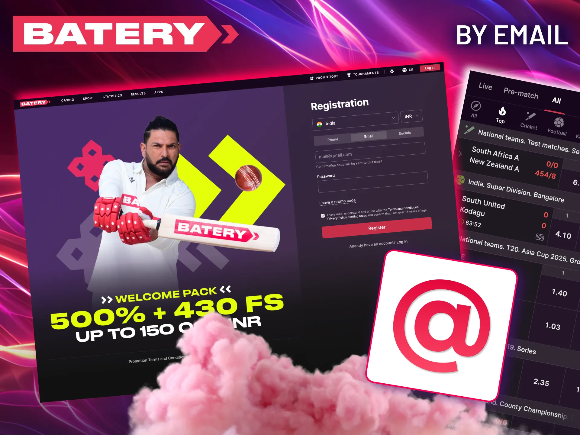 Sign up for Batery using your email address.