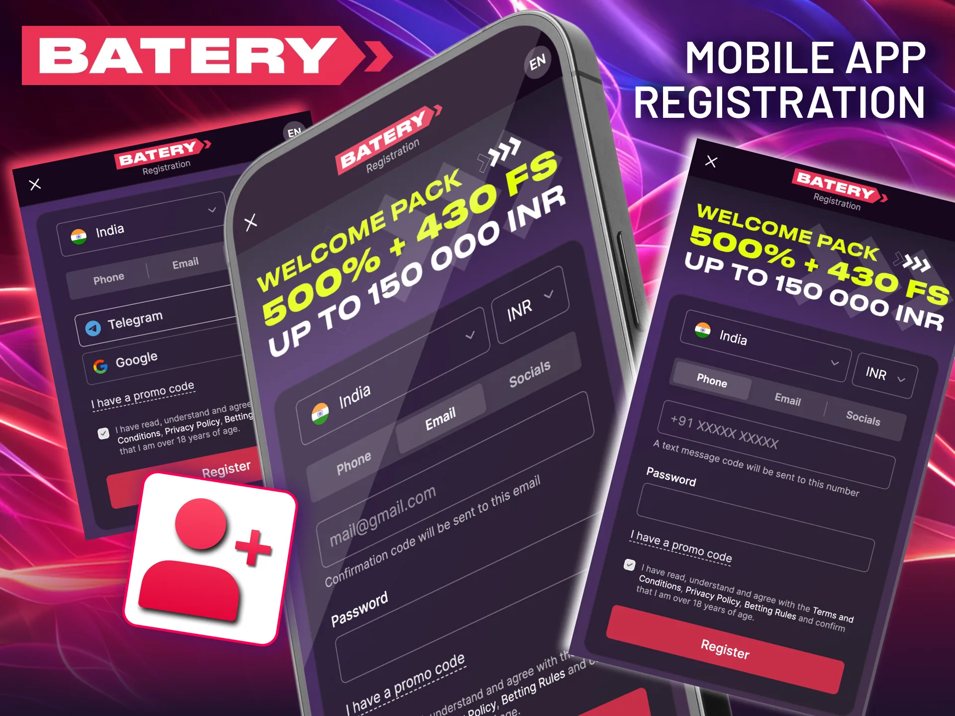 Batery ensures a seamless mobile experience with a quick sign-up and automatic login process.