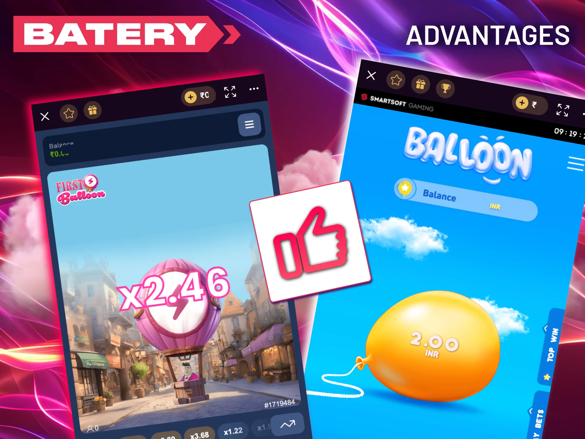 Indian gamers love the Batery Balloon crash game for its intuitive mechanics and rapid gameplay.