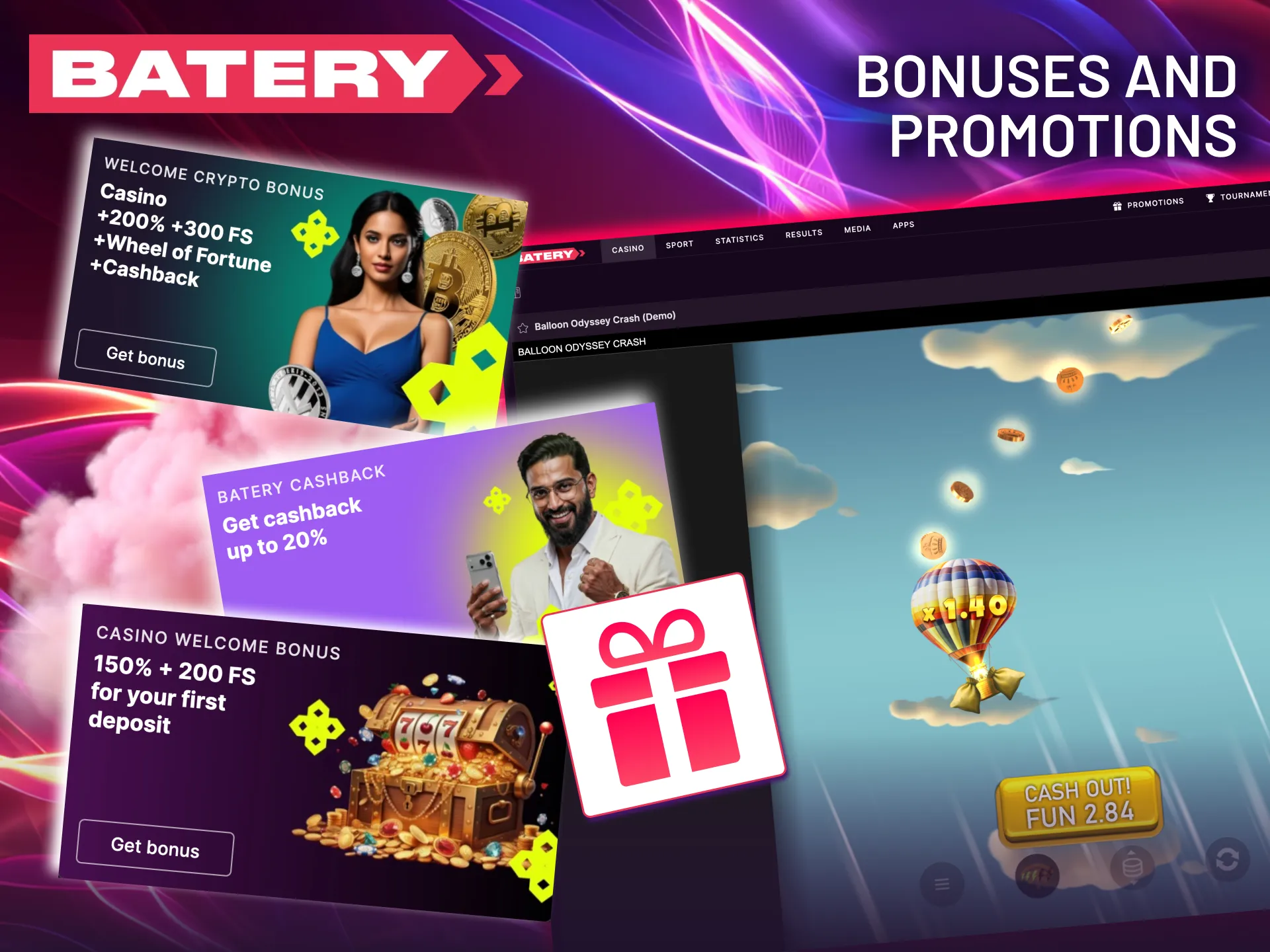Get a head start with the Batery Balloon welcome offer: 150% extra funds and 200 free spins.