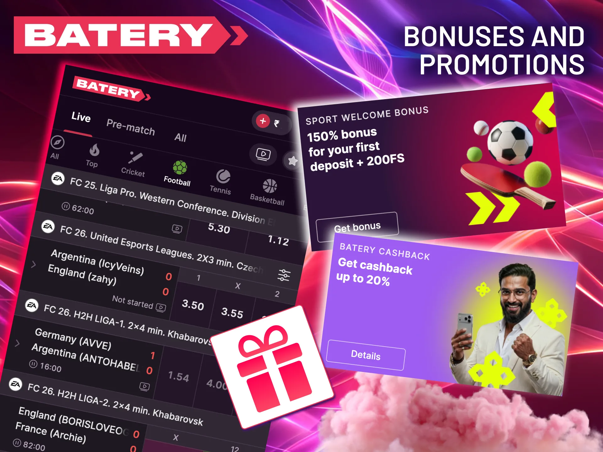 Maximize your football winnings by taking advantage of Batery's exclusive offers.