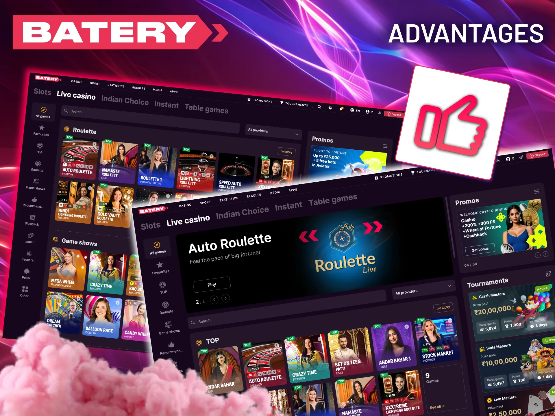 Batery ensures a cinematic experience with crystal-clear, high-definition streams of every session.