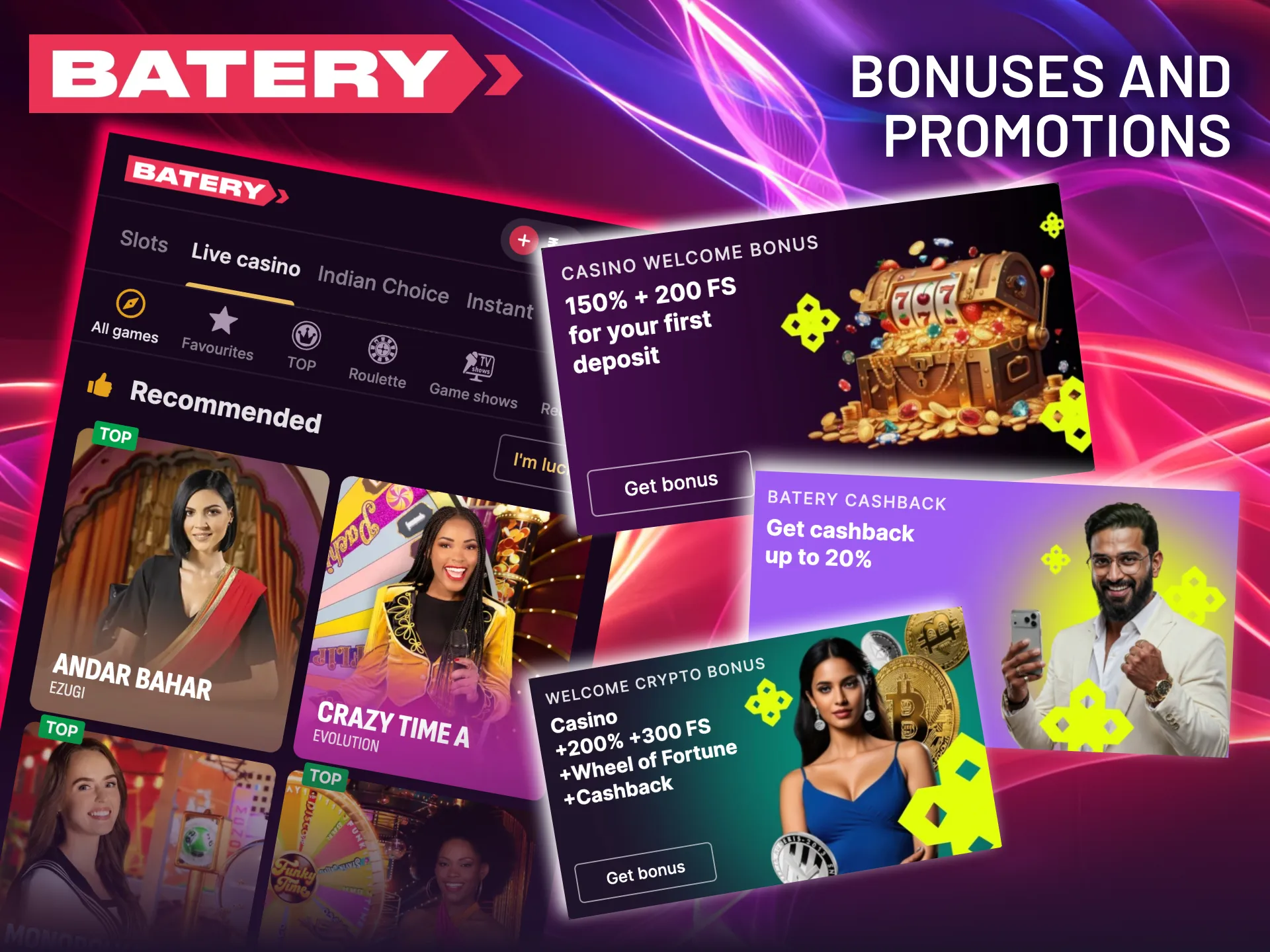 Recover a portion of your weekly losses with Batery's cashback system.