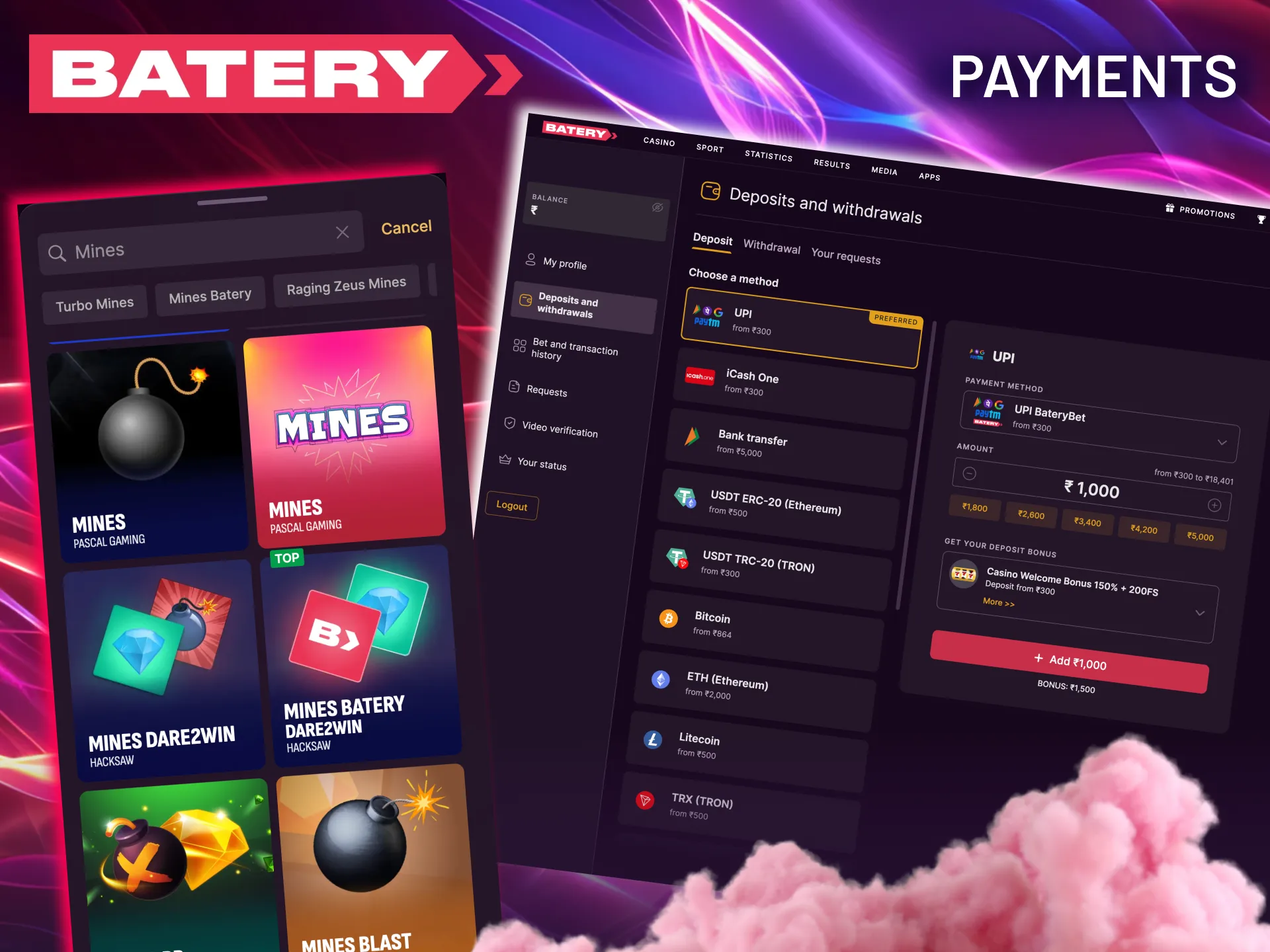 Enjoy secure transactions using cryptocurrencies like Bitcoin, Ethereum, and Solana at Batery.