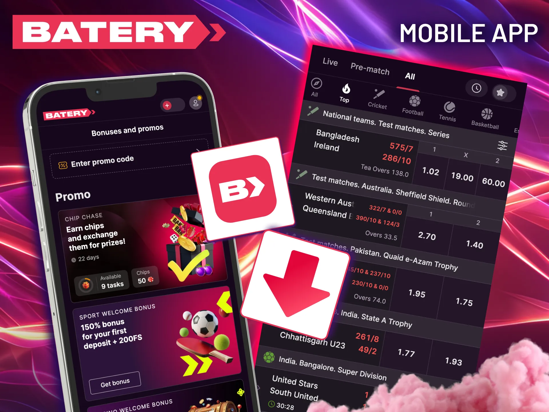 Enjoy full access to all Batery promotions through the mobile application.