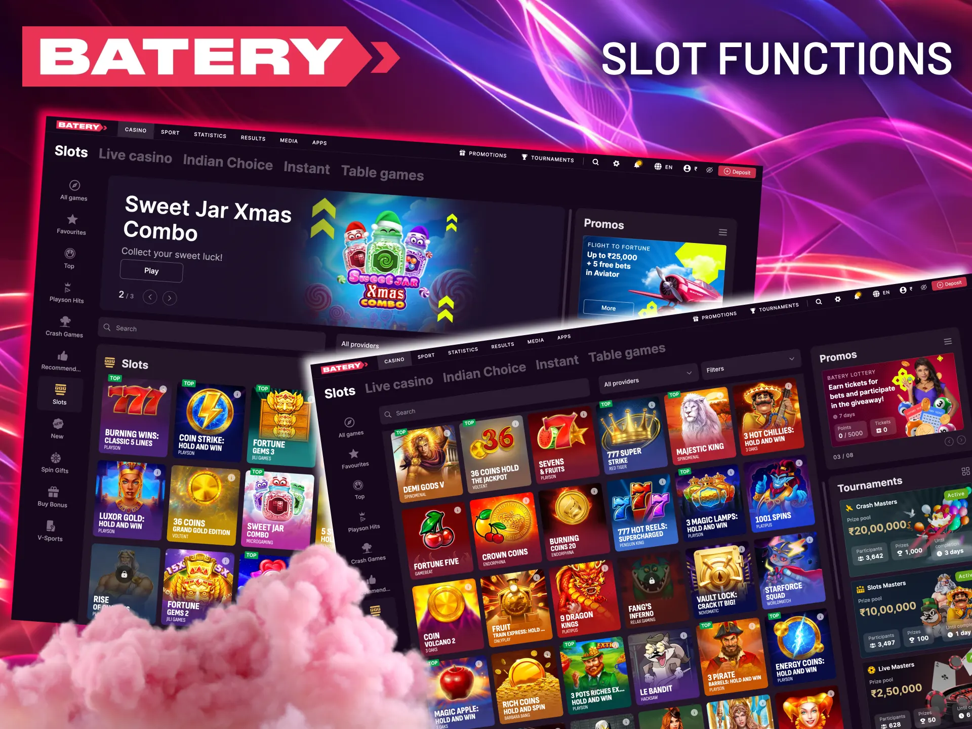 Key mechanics in Batery slots include immersive bonus games and complimentary free spins.