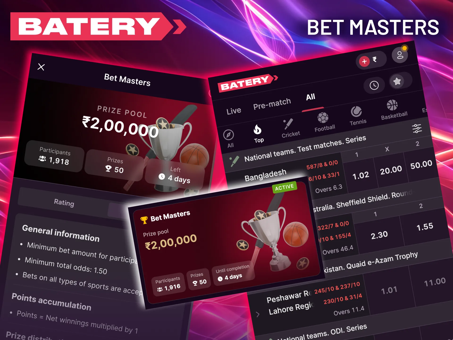 Climb the ranks by placing strategic sports bets on Batery.