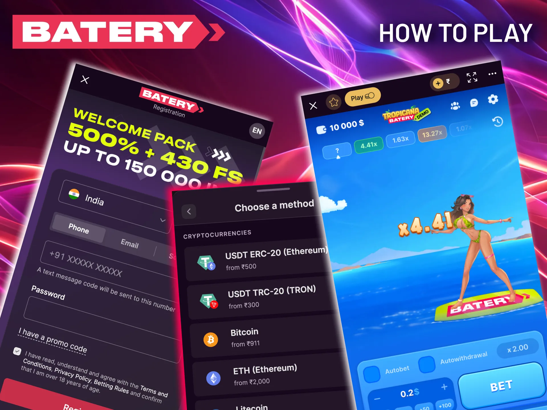 Find Tropicana in the Batery casino library and place your first wager.