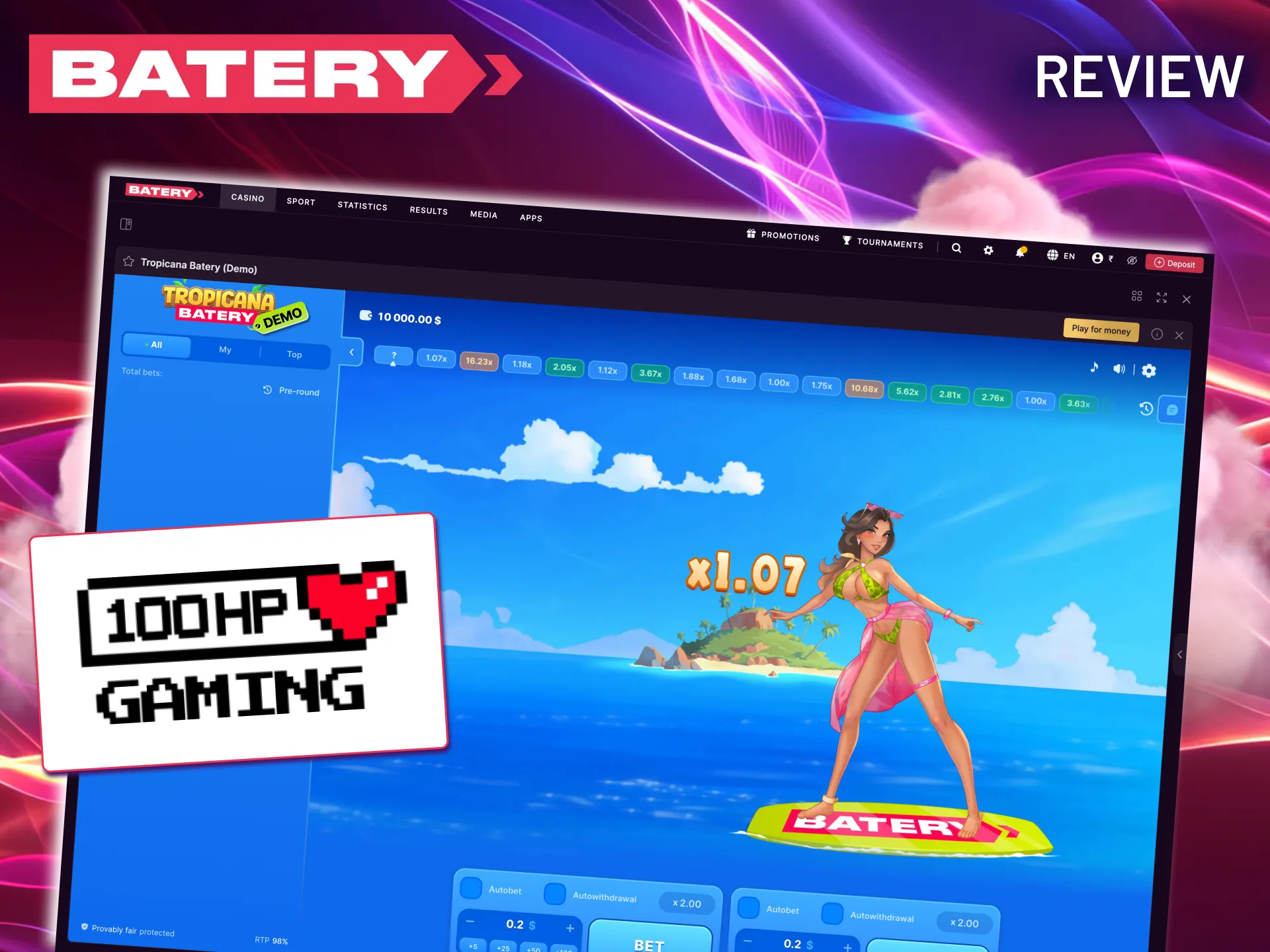 Enjoy Tropicana at Batery: place your bets and cash out before the crash.