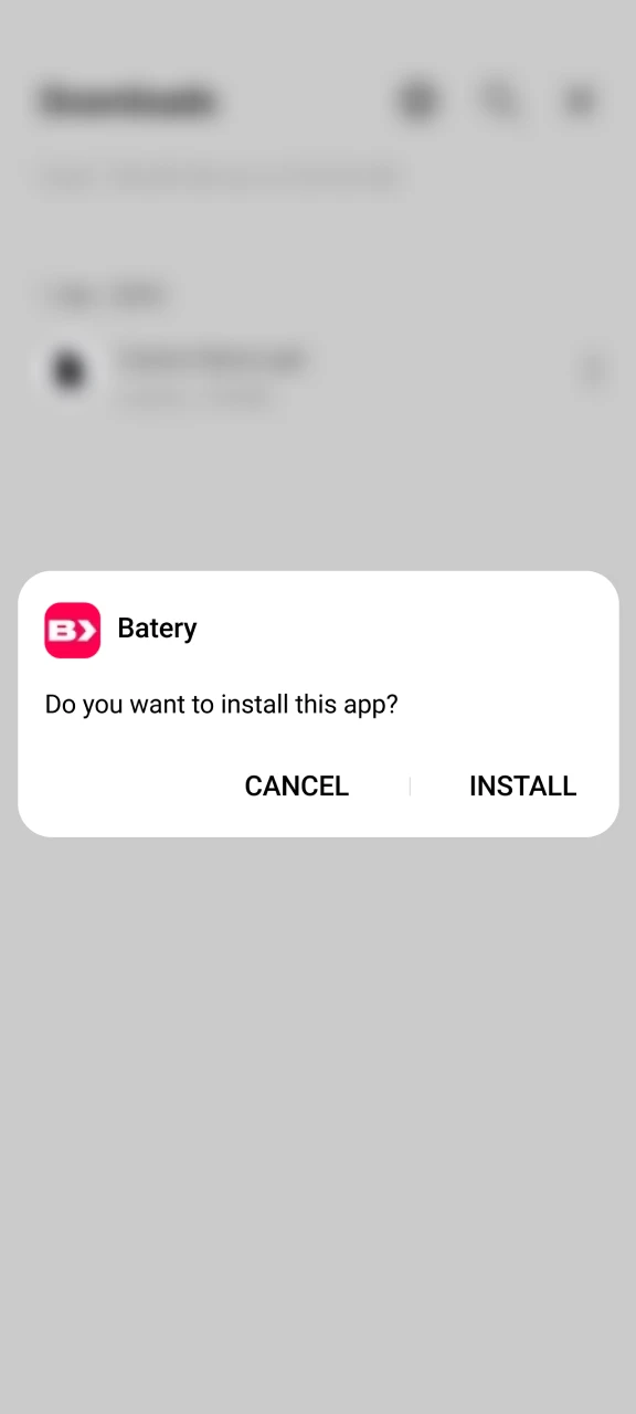 Install the official Batery application for Android devices.