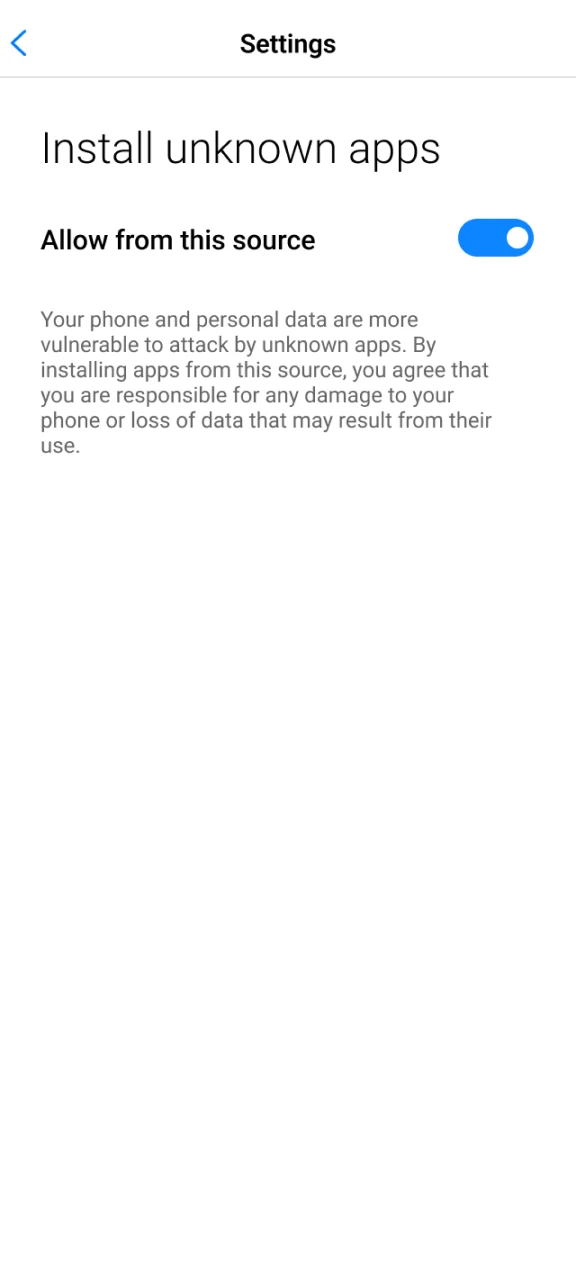 Adjust your security settings to allow the Batery app installation.