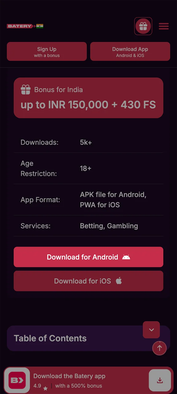 Begin the setup by downloading the official Batery APK.