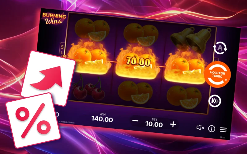 Experience the high RTP of Burning Wins firsthand by playing on the Batery platform.