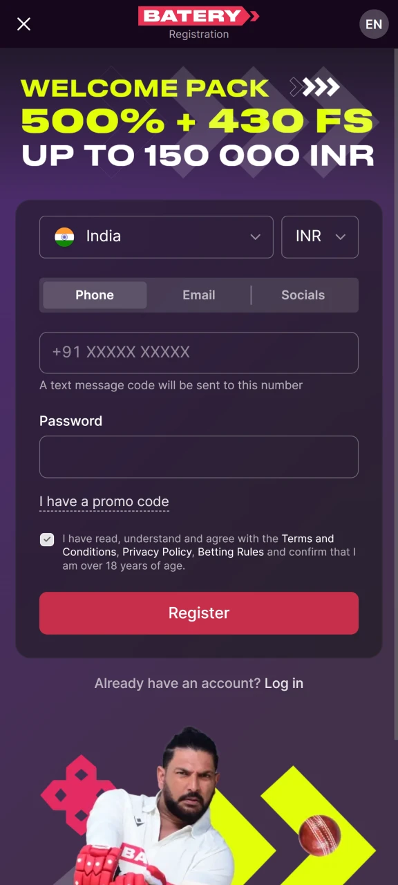 Sign up for an account on the Batery platform.