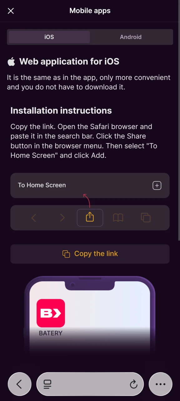 Follow the iOS guide to create a Batery shortcut on your device.