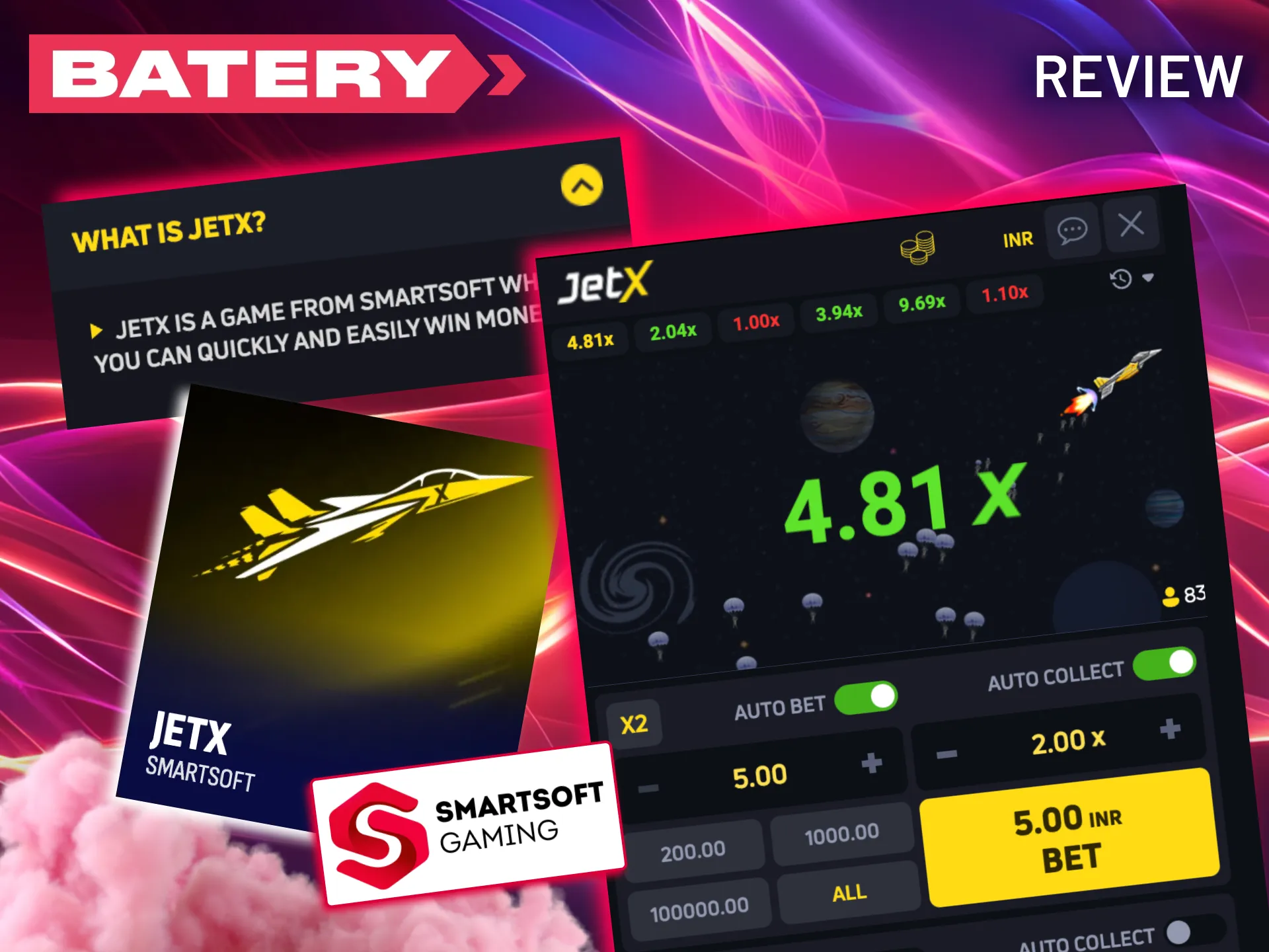 Dive into JetX at Batery, where straightforward rules meet the possibility of massive wins.