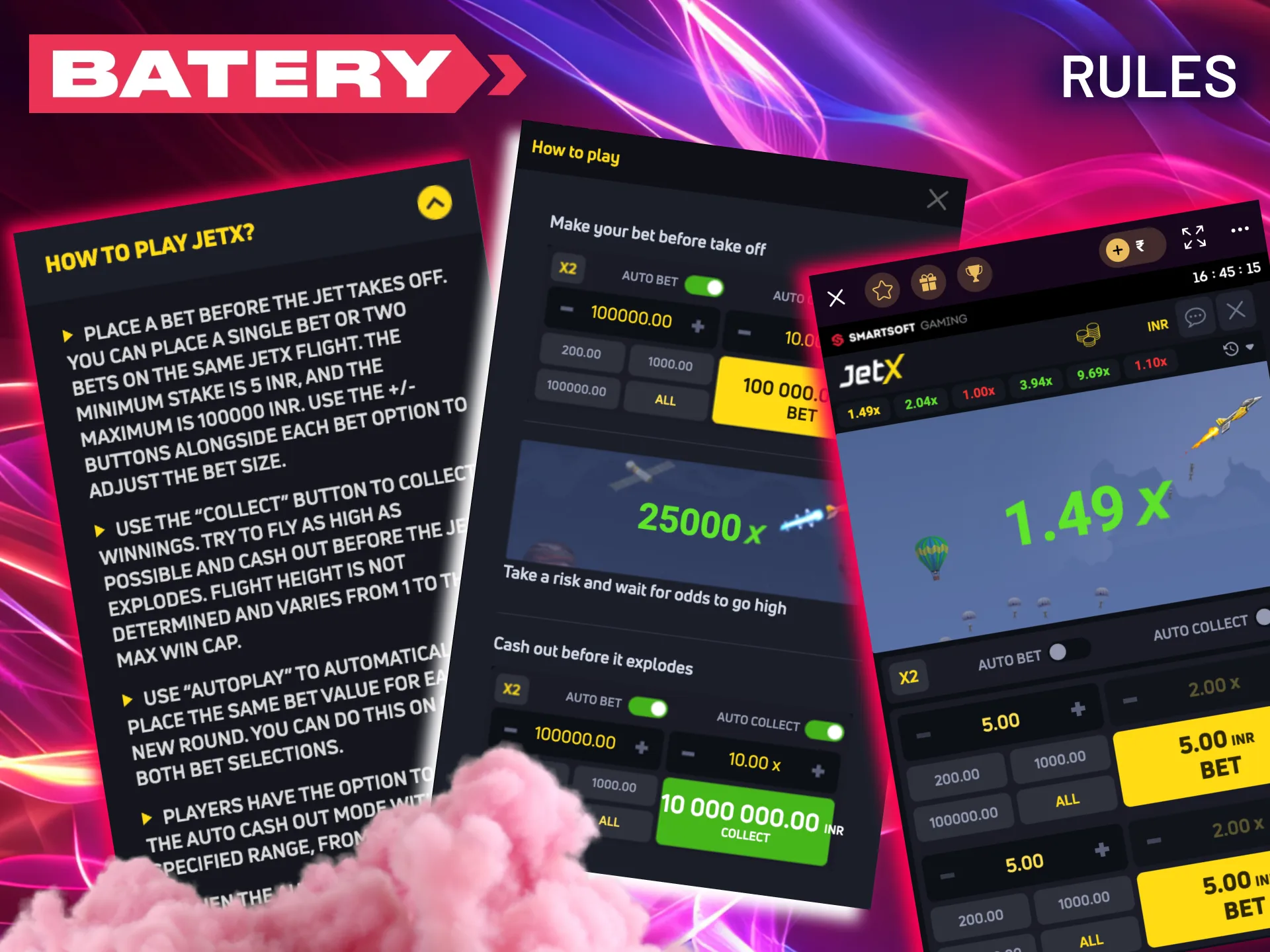 Experience the thrill of JetX at Batery: bet, climb, and cash out before the blast.