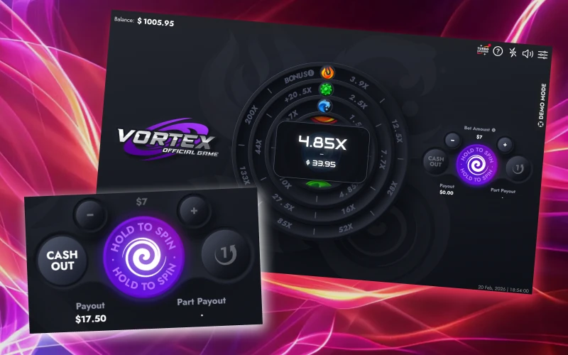 Take advantage of the auto-cashout feature while playing Vortex at the Batery casino.