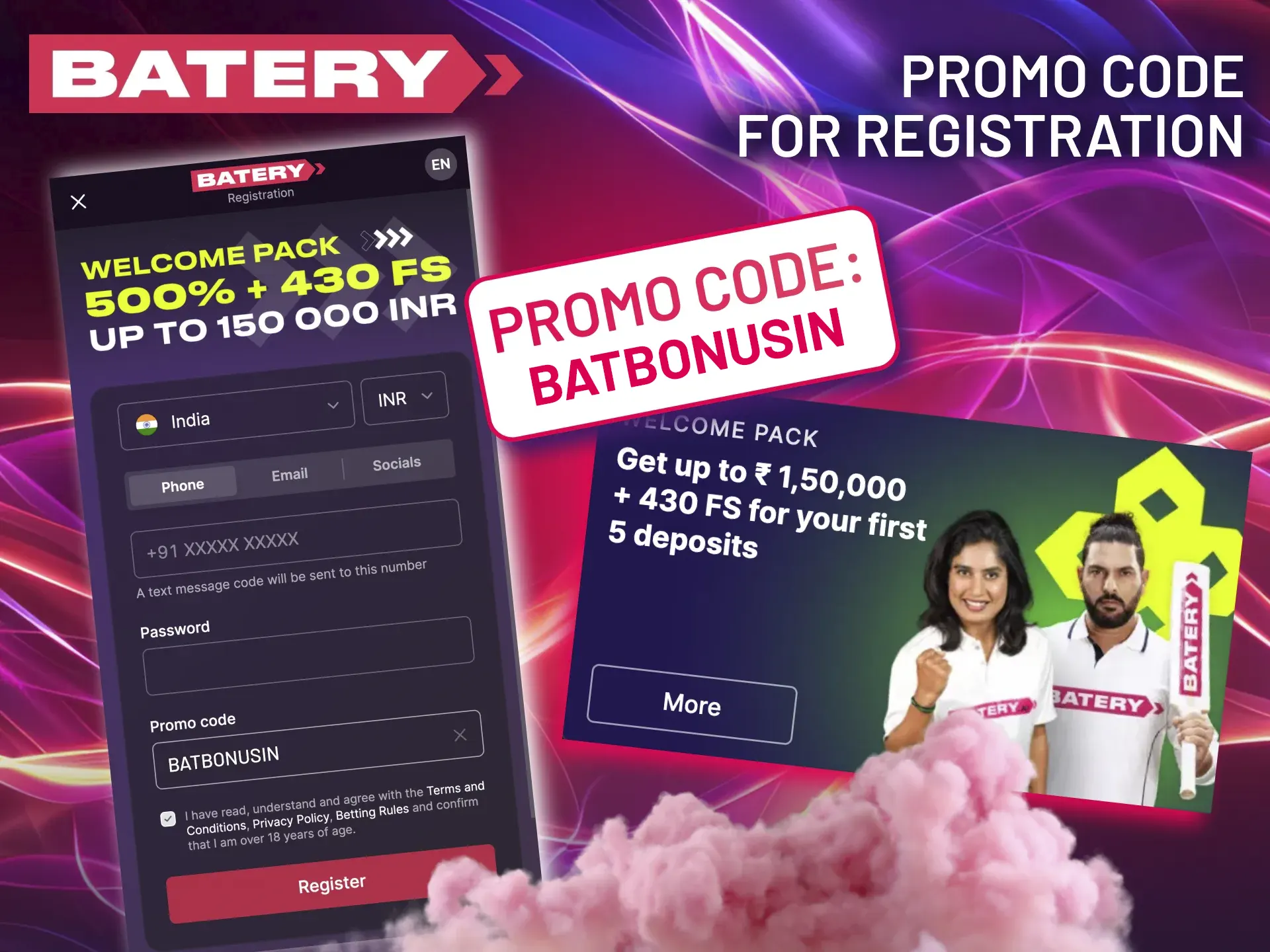 New members can kickstart their experience at Batery with a special welcome offer using the BATBONUSIN promo code.