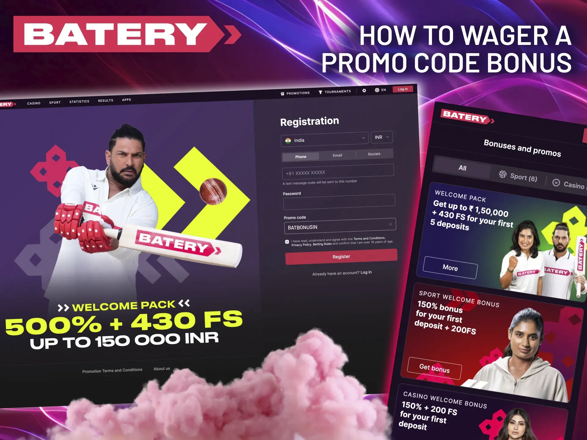 To cash out your promo rewards, you must first satisfy Batery's wagering terms.